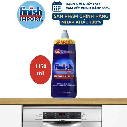 Chai 1150ml nước làm bóng chén Finish – (Hỗ trợ sấy khô và không bị đọng nước trên ly thủy tinh).